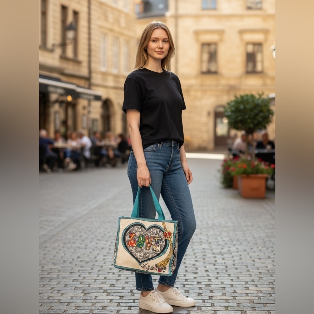 Brighton Love Heart Tote - Cream and Black